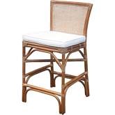 Tatum Counter Stool in Rattan, Cane & Fabric (Set of 2)