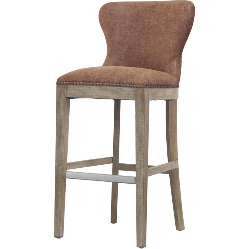 Dorsey Bar Stool in Chocolate Nubuck on Driftwood Legs