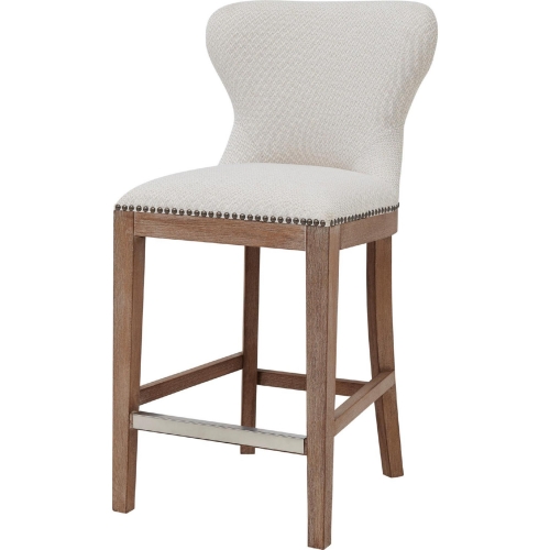 Dorsey Counter Stool in Beige Fabric & Driftwood