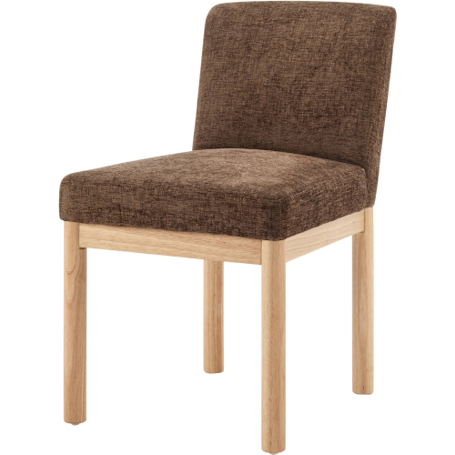 Bloomfield Low Back Dining Chair in Santana Brown Fabric & Natural Wood (Set of 2)