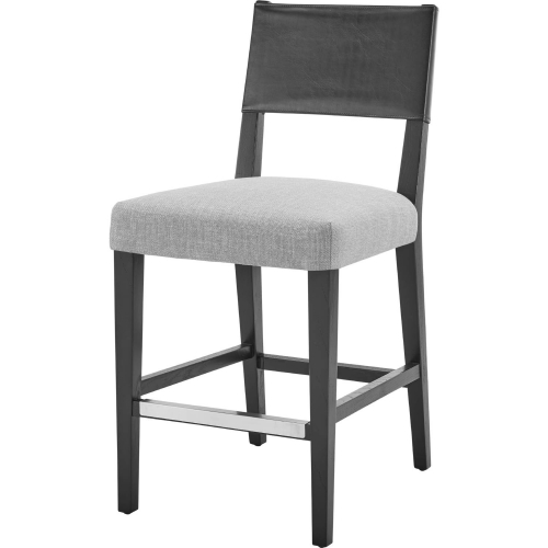 Kylo Counter Stool in Black Leatherette, Gray Fabric & Wood