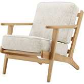 Albert Accent Arm Chair in Concord Cream Fabric & Natural Finish Wood