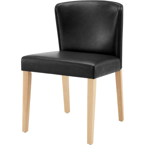 Albie Dining Chair in Black Leatherette & Natural Finish Wood (Set of 2)