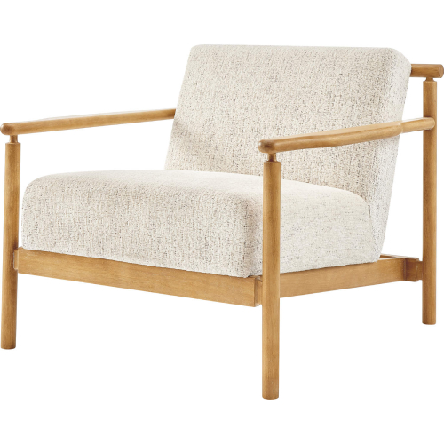 Arnold Accent Arm Chair in Cream Beige Fabric & Wood