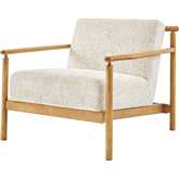 Arnold Accent Arm Chair in Cream Beige Fabric & Wood