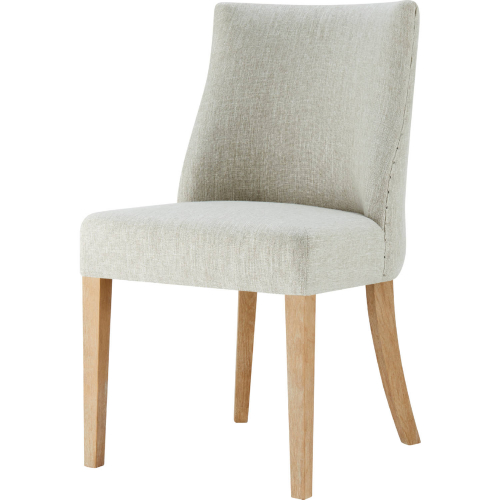 New Paris Chair in Rice Beige Fabric & Natural Wood (Set of 2)