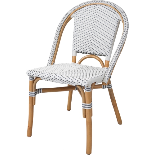 Avignon Paris Bistro Dining Chair in White, Gray & Rattan (Set of 2)