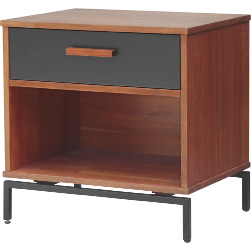 Bellevue 1 Drawer End Table in Mango Veneer & Graphite Metal