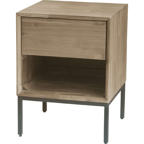 Hathaway Nightstand Side Table in Drifted Sand Beige Wood & Black