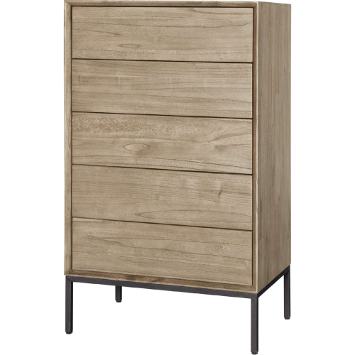 Hathaway 5 Drawer Chest in Drifted Sand Beige Wood & Black