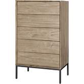 Hathaway 5 Drawer Chest in Drifted Sand Beige Wood & Black