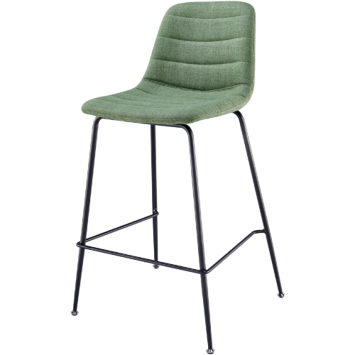 Caleb Counter Stool in Green Fabric & Metal (Set of 4)