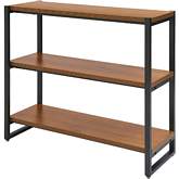 Anderson 3 Tier Bookcase in Brown & Gunmetal Steel