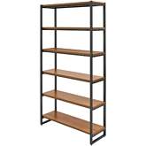 Anderson 6 Tier Bookcase in Brown & Gunmetal Steel