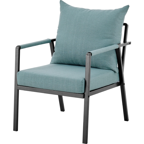 Rivano Outdoor Accent Arm Chair in Coastal Blue Fabric & Metal