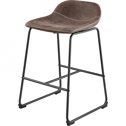 Leighton Counter Stool in Vintage Brown Leatherette & Metal (Set of 2)