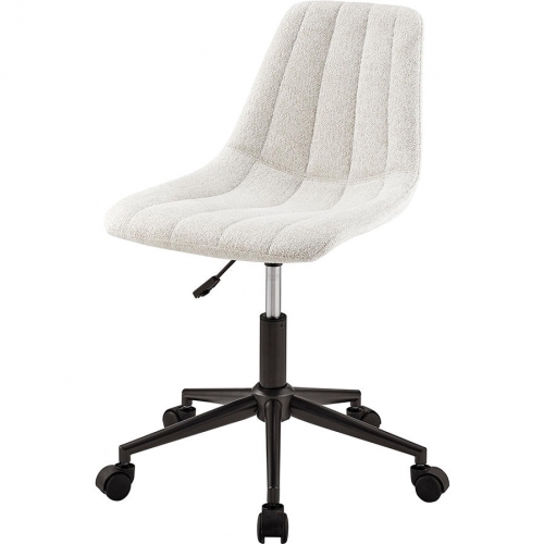 Robert Swivel Office Chair in Channel Tufted Beige Fabric & Metal