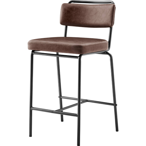 Zander Counter Stool in Toasted Dark Brown Leatherette & Gunmetal (Set of 4)