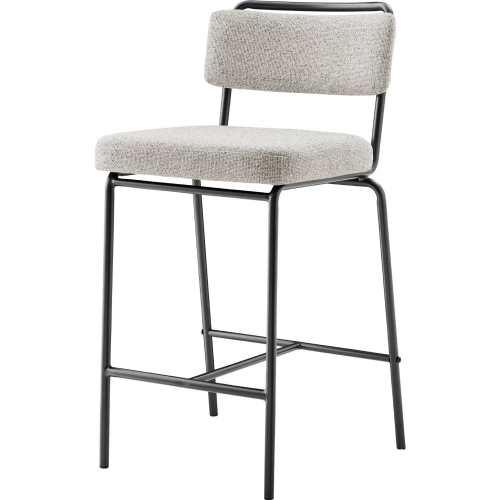 Zander Counter Stool in Pebbled Cream Fabric & Gunmetal (Set of 4)