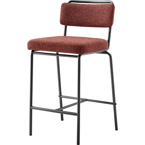 Zander Counter Stool in Pebbled Terracotta Fabric & Gunmetal (Set of 4)