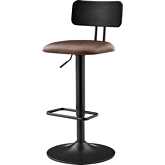 Judith Gaslift Bar Stool in Toasted Dark Brown Leatherette & Gunmetal (Set of 2)