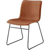 Bruce Dining Chair in Toasted Caramel Brown Leatherette & Gunmetal (Set of 2)