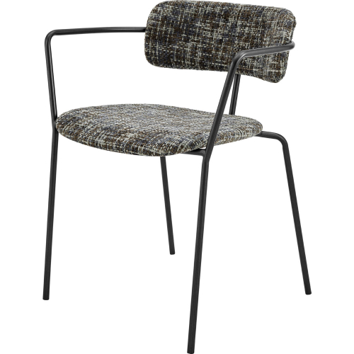 Alivia Dining Arm Chair in Allure Gray Fabric & Gunmetal (Set of 2)