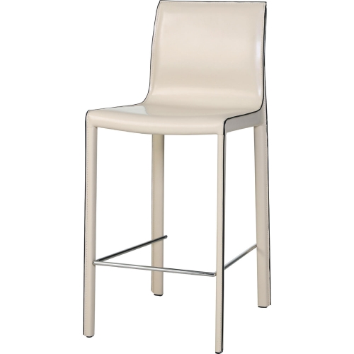 Gervin Counter Stool in Vanilla Recycled Leather on Powder Coated Steel (Set of 2)