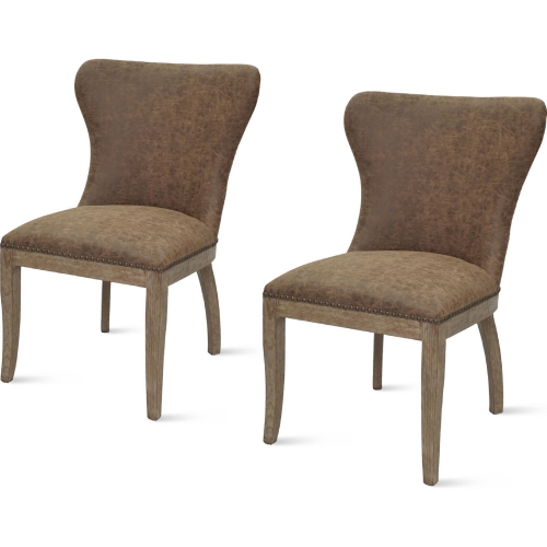 Dorsey Dining Chair in Chocolate Nubuck on Driftwood Legs (Set of 2)