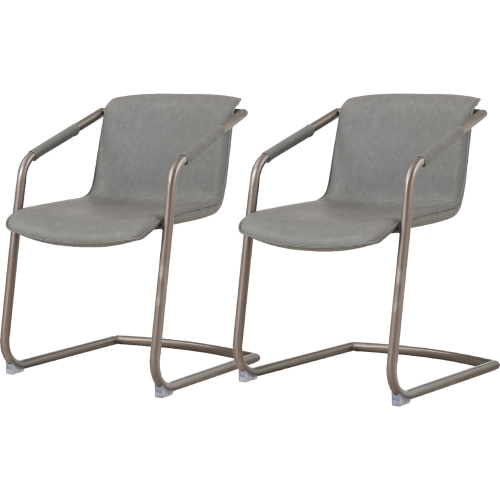 Indy Dining Chair Graphite Gray Leatherette on Iron (Set of 2)