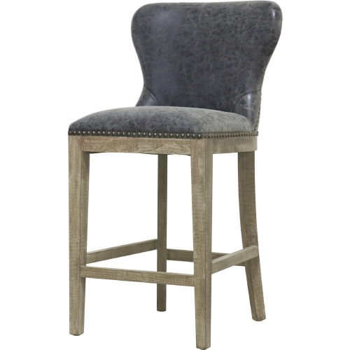 Dorsey Counter Stool in Charcoal Nubuck on Driftwood Legs