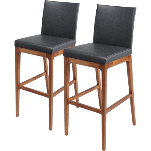 Devon Counter Stool Walnut Legs in Antique Gray Leatherette on Walnut Finish Legs (Set of 2)