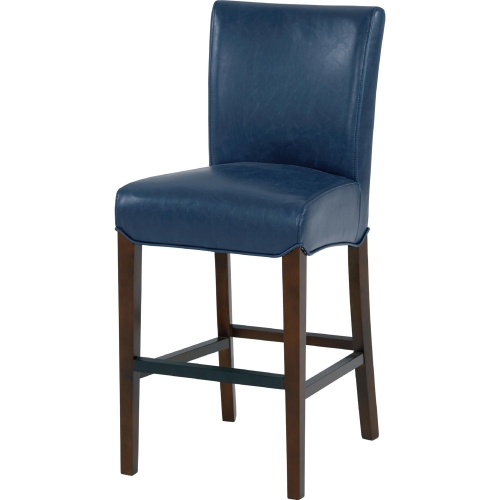 Milton Counter Stool in Vintage Blue Bonded Leather on Wenge Finish Birch Legs