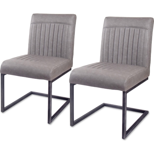 Ronan Dining Chair in Antique Graphite Gray Leatherette (Set of 2)