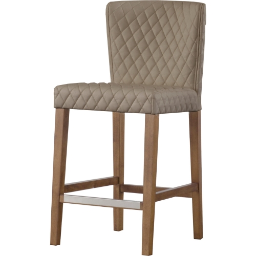 Albie Diamond Stitch Counter Stool in Beige Leatherette