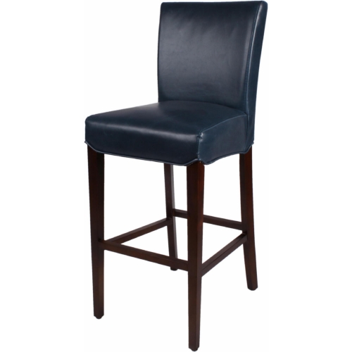 Milton Bar Stool in Vintage Blue Bonded Leather on Wenge Legs