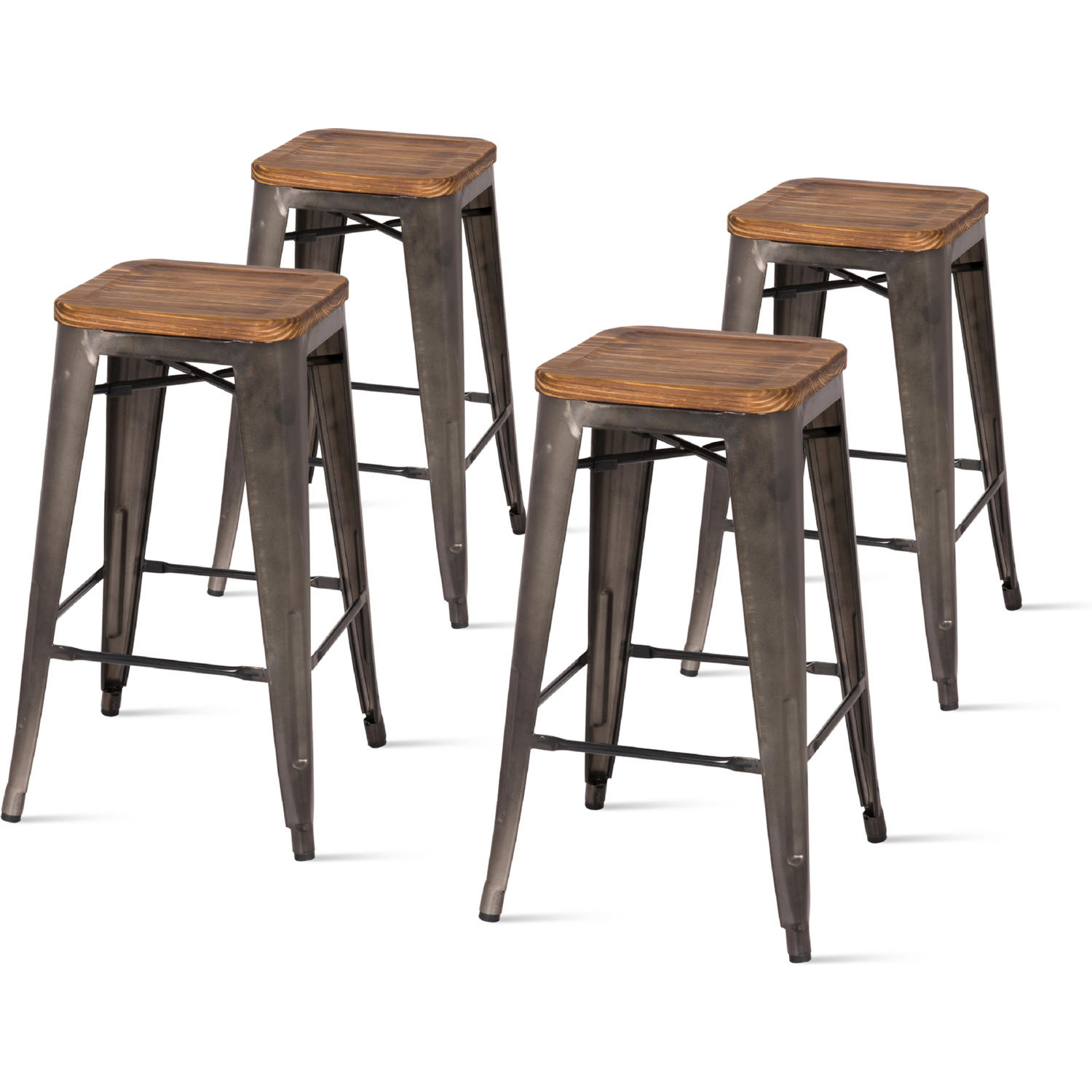 NPD 938627 GM Metropolis Backless Counter Stool w Wood Seat