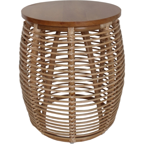 Iris End Table in Rattan & Pine