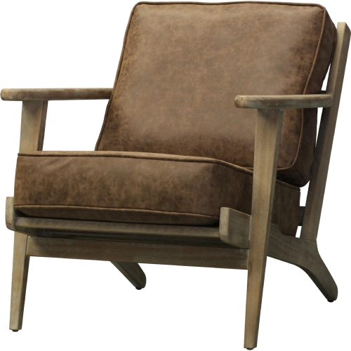 Albert Accent Chair in Chocolate Leatherette on Brushed Smoke Frame