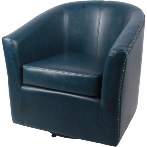 Ernest Swivel Accent Chair in Vintage Blue Bonded Leather