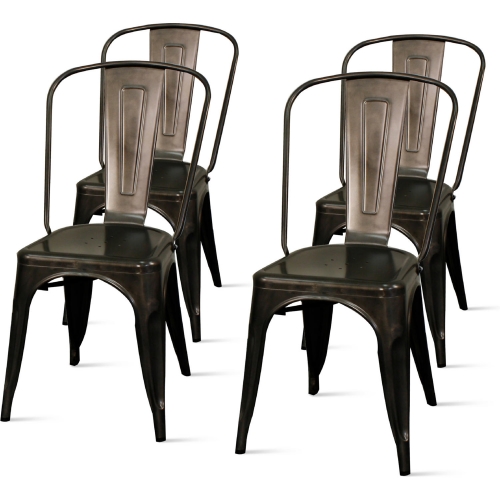 Metropolis Metal Dining Side Chair in Gunmetal Dining Steel (Set of 4)