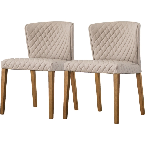 Albie Dining Chair in Diamond Stitched Taupe Bonded Leather (Set of 2)