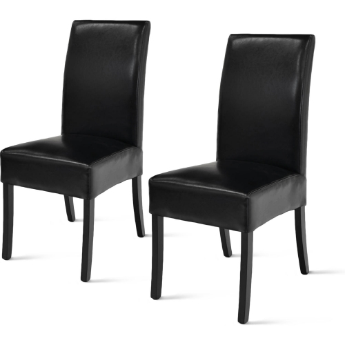 Valencia Dining Chair in Black Bi-Cast Leather on Black Finish Birch Legs (Set of 2)