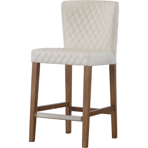 Albie Diamond Stitch Counter Stool in White Leatherette