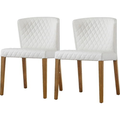 Albie Dining Chair in Diamond Stitched White Bonded Leather (Set of 2)