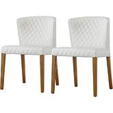 Albie Dining Chair in Diamond Stitched White Bonded Leather (Set of 2)