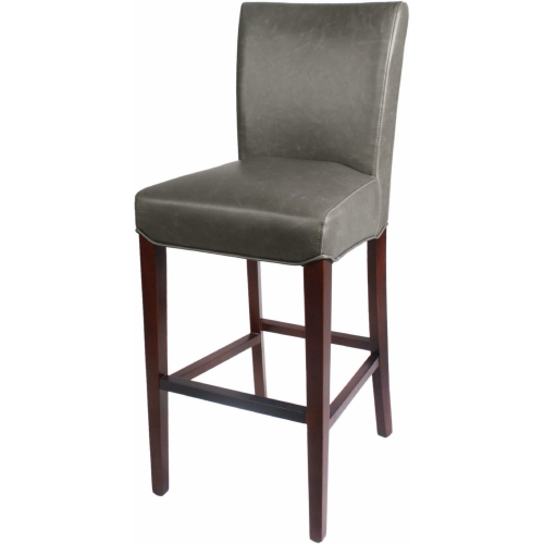 Milton Bar Stool in Vintage Gray Bonded Leather on Wenge Finish Birch Legs