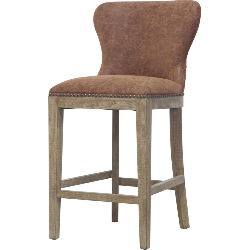 Dorsey Counter Stool in Chocolate Nubuck on Driftwood Legs