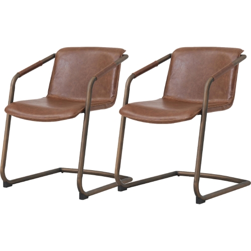 Indy Dining Chair Cigar Brown Leatherette on Gold (Set of 2)