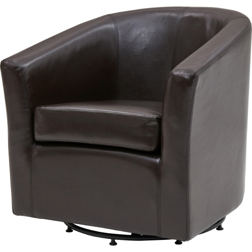 Hayden Swivel Accent Chair in Brown Bonded Leather